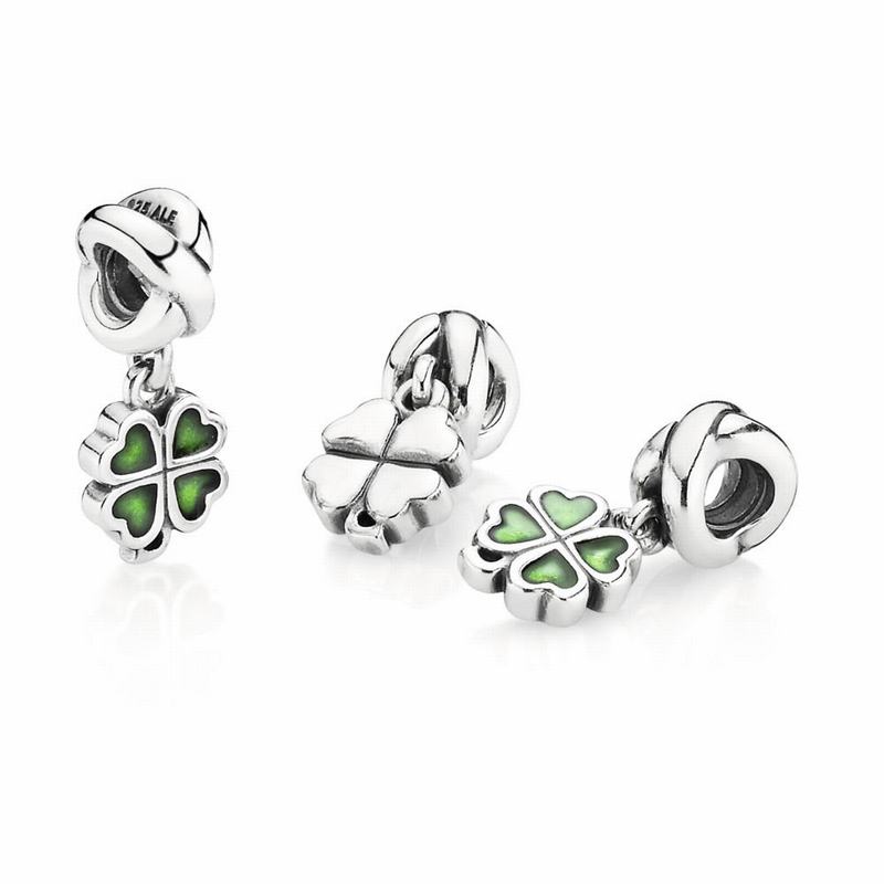 Pandantiv De Talisman Pandora Four-leaf Clover Argint/Verzi (4ITahjLm)